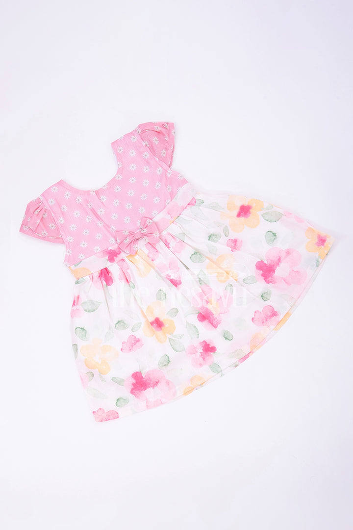 The Nesavu Baby Fancy Frock Pink Floral Organza Tissue Print Baby Fancy Frock Nesavu Pink Floral Organza Tissue Print Baby Fancy Frock - Nesavu