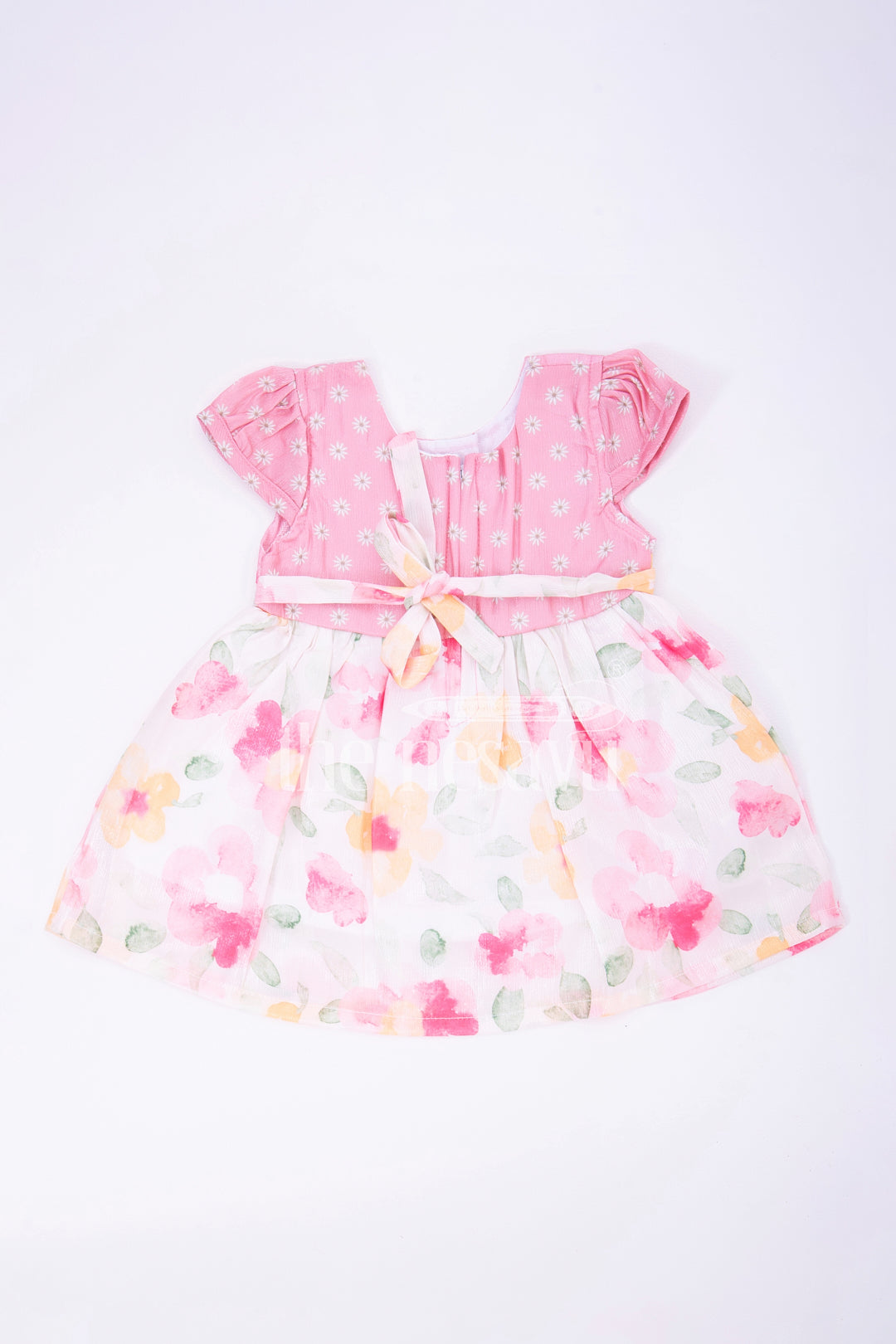 The Nesavu Baby Fancy Frock Pink Floral Organza Tissue Print Baby Fancy Frock Nesavu Pink Floral Organza Tissue Print Baby Fancy Frock - Nesavu