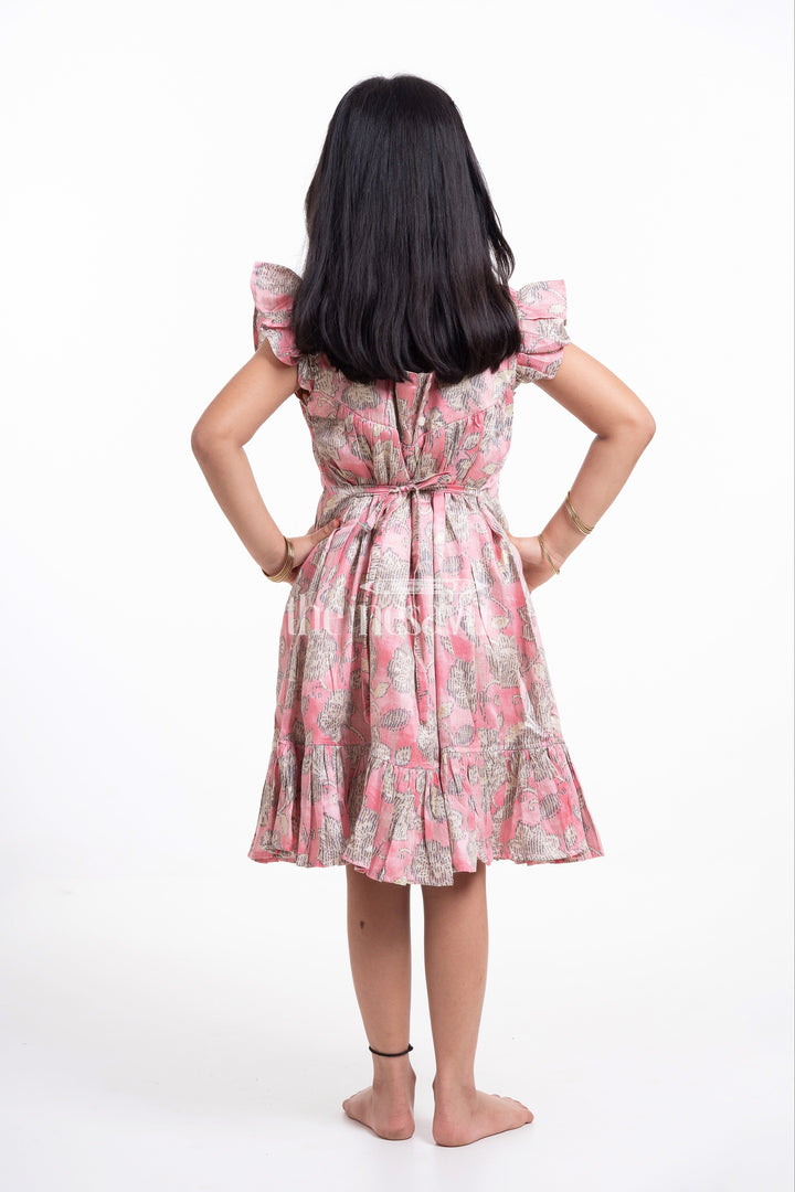 The Nesavu Girls Cotton Frock Pink Floral Printed Cotton Frock for Girls Nesavu Pink Floral Printed Cotton Frock for Girls - Comfortable & Stylish | The Nesavu