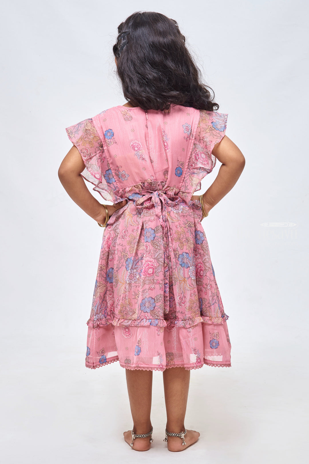 The Nesavu Girls Cotton Frock Pink Petals: Girls Flared Floral Cotton Frock Nesavu Elegant & Casual: Discover Our Range of Cotton Frocks for Girls | The Nesavu