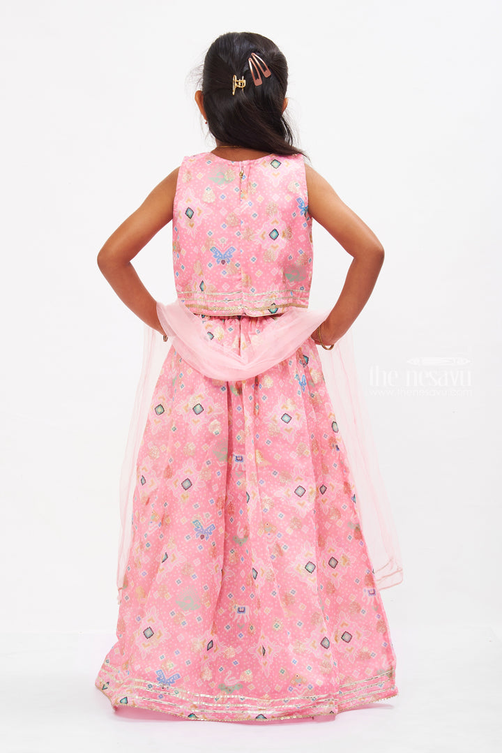 The Nesavu Girls Lehenga Choli Pink Princess Lehenga Choli with Dupatta for Girls Nesavu Girls Pink Silk Lehenga Choli | Designer Kids Ethnic Wear | Festive Embroidered Outfit | The Nesavu