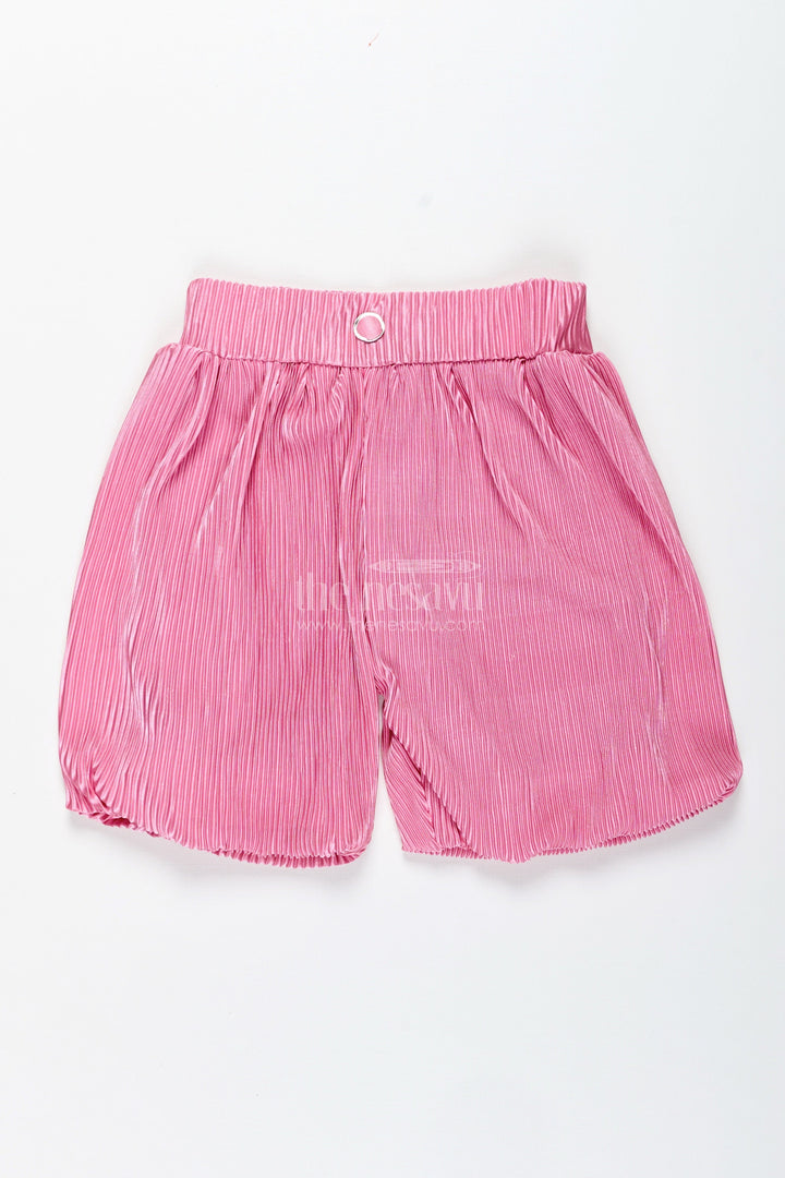 The Nesavu Girls Shorts Pink Velvet Pleated Shorts for Girls Festive and Winter Styling Nesavu 22 (4Y) / Pink LBW045D-22 Nesavu Girls Pink Velvet Pleated Shorts Party Wear Special Winter Events