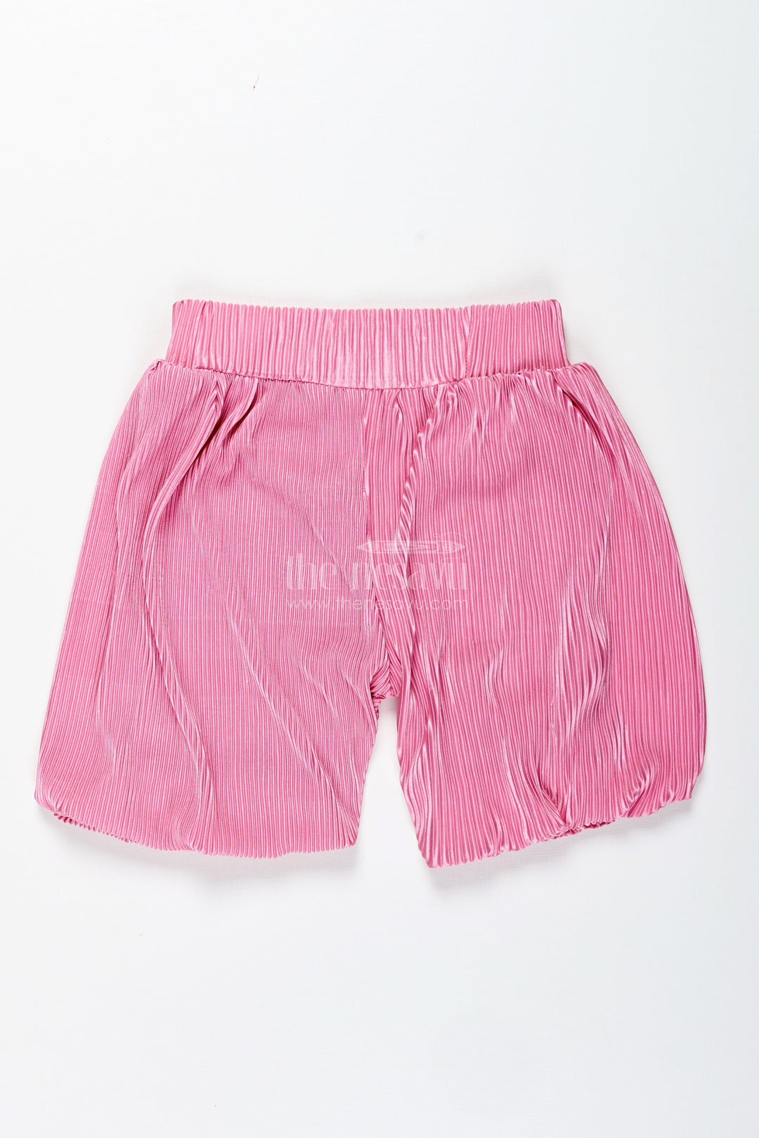 The Nesavu Girls Shorts Pink Velvet Pleated Shorts for Girls Festive and Winter Styling Nesavu Nesavu Girls Pink Velvet Pleated Shorts Party Wear Special Winter Events