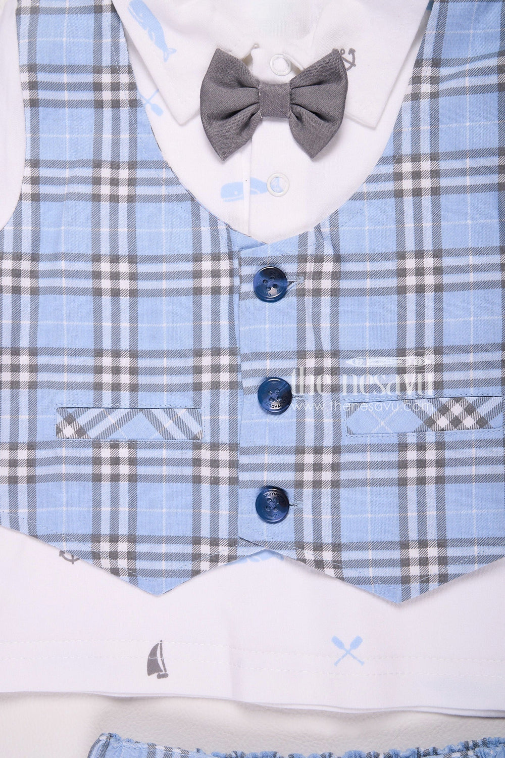 The Nesavu Baby Casual Sets Plaid Vest and Bow Tie Baby Boy Outfit Nesavu Plaid Vest and Bow Tie Baby Boy Outfit - Elegant & Stylish