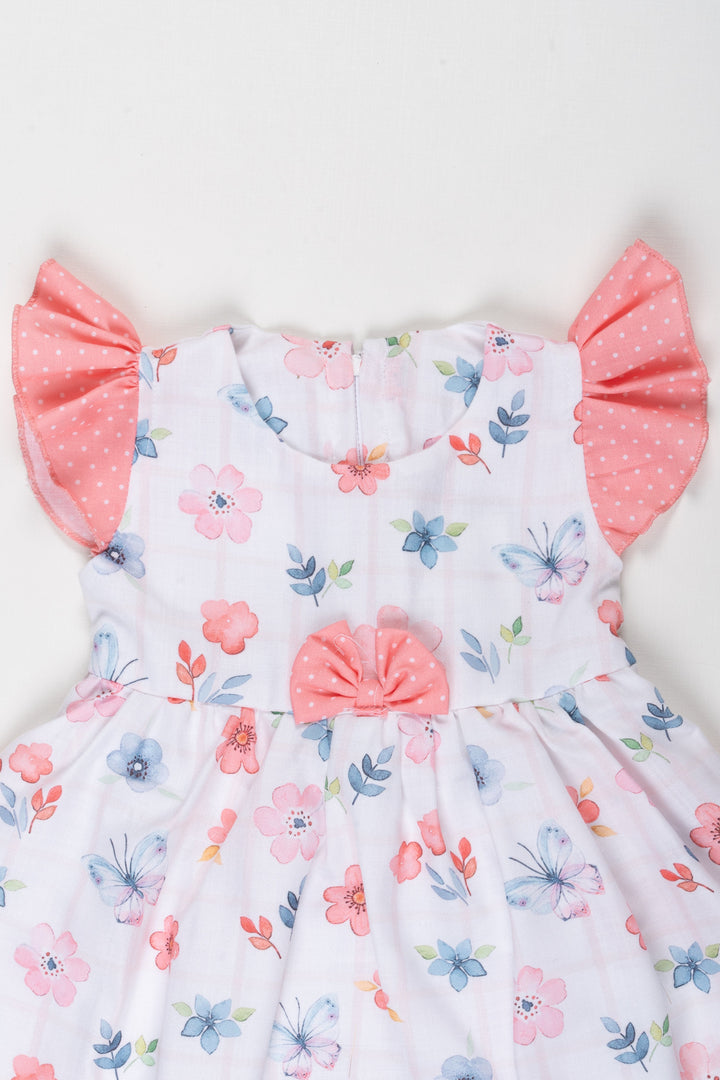 The Nesavu Baby Cotton Frocks Playful Petals Baby Girl Frock - Flutter Sleeves and Floral Charm Nesavu Playful Petals Baby Girl Frock | Flutter Sleeves and Floral Charm | The Nesavu