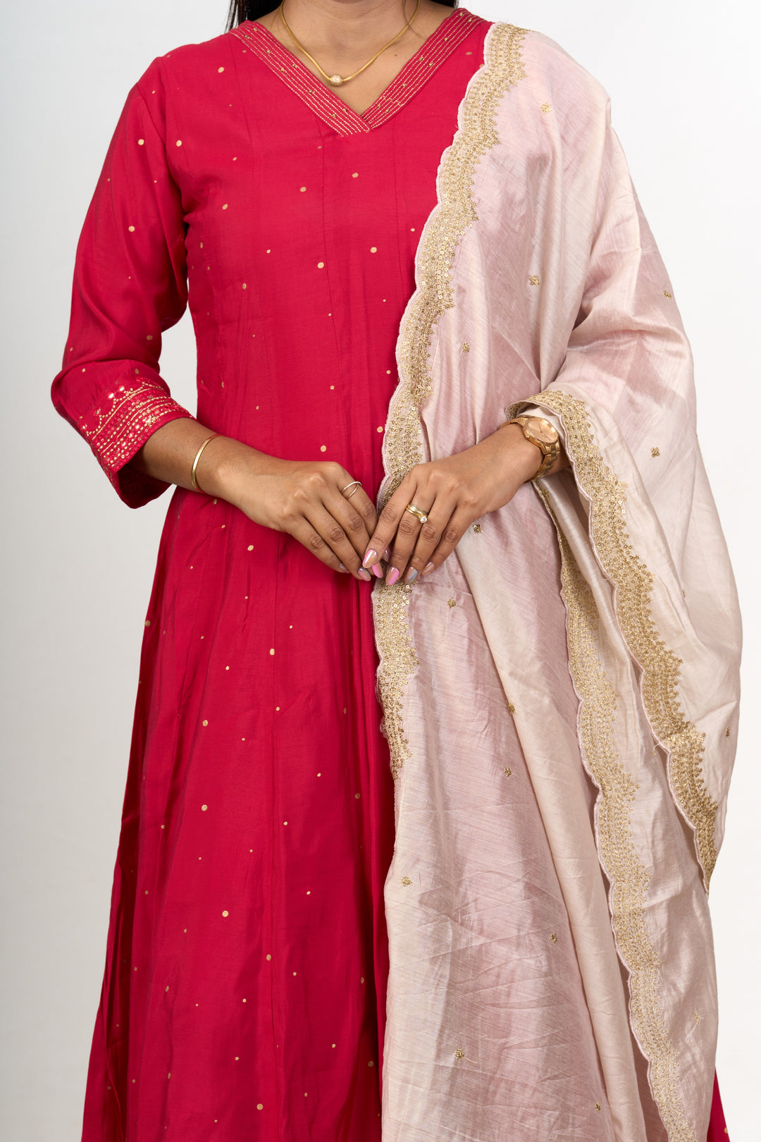 The Nesavu Womens Straight Suit Sets Premium Kurta Sets in Blend Silk with Red Elegance and Delicate Embroidery for Women Nesavu Premium Red Blend Silk Kurta Sets Embroidered Detailing Palazzo Women | The Nesavu