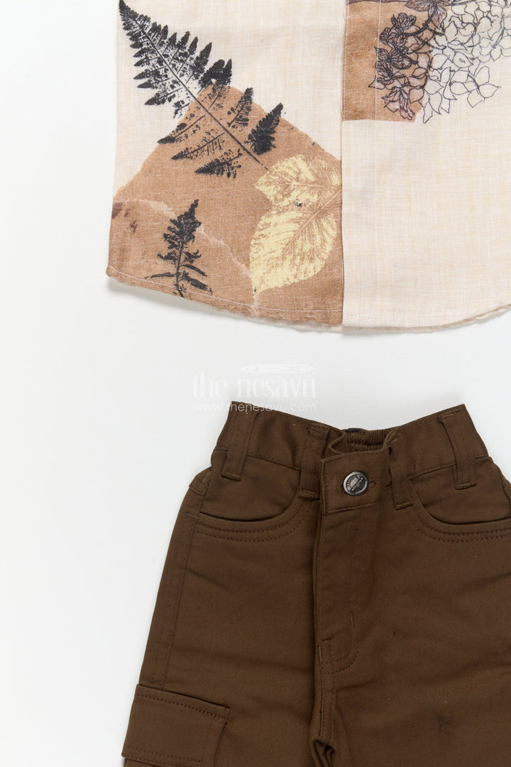 The Nesavu Boys Casual Set Printed Cotton Blazer Set for Toddler Boys for Birthday and Play Events Nesavu Nesavu boys cotton printed blazer set cargo pants birthdays outdoor events