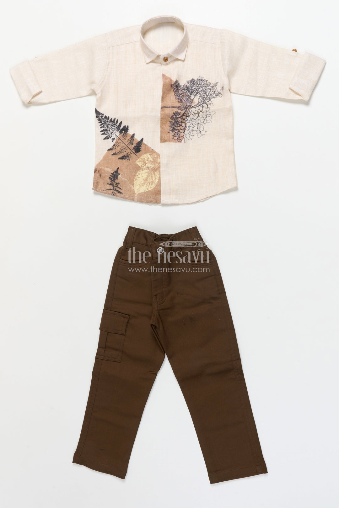 The Nesavu Boys Casual Set Printed Cotton Blazer Set for Toddler Boys for Birthday and Play Events Nesavu Nesavu boys cotton printed blazer set cargo pants birthdays outdoor events