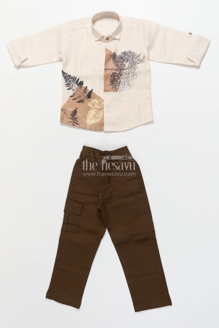 The Nesavu Boys Casual Set Printed Cotton Blazer Set for Toddler Boys for Birthday and Play Events Nesavu Nesavu boys cotton printed blazer set cargo pants birthdays outdoor events