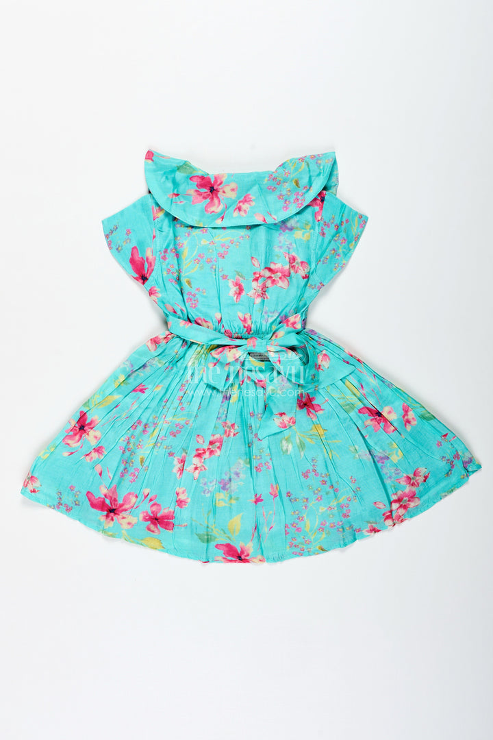 The Nesavu Girls Cotton Frock Printed Floral Frock for Toddler Girls Daily Wear Nesavu Nesavu Toddler Girls Bright Green Sleeveless Cotton Floral Frock Playful Daily Comfort