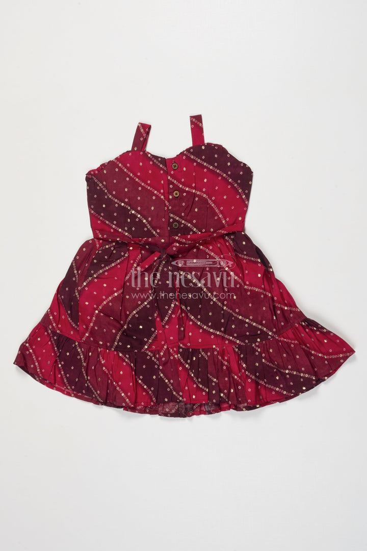 The Nesavu Girls Cotton Frock Printed Frock for Baby Girls with Strappy Shoulders for Twirling Fun Nesavu Nesavu baby girl printed frock in viscose with festive flared silhouette and comfy straps