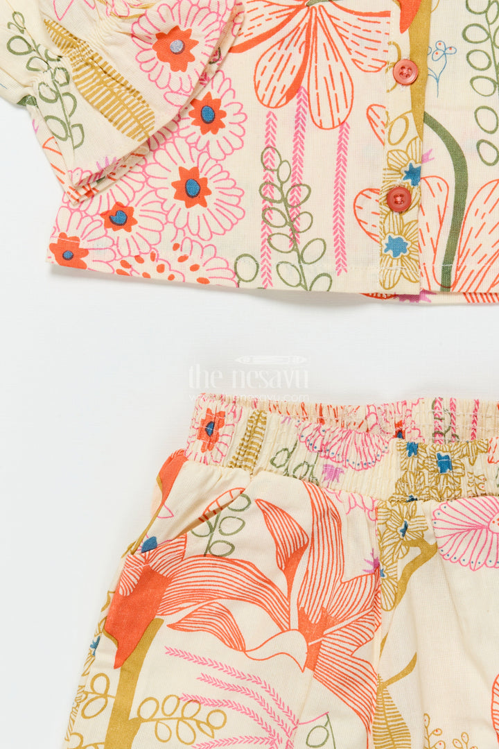 The Nesavu Girls Co-Ord Sets Printed Girls Co-Ord Set with Crop Top and Skirt for Day Outings Nesavu Nesavu girls digital printed cotton co-ord set skirt top perfect summer holidays fun days out