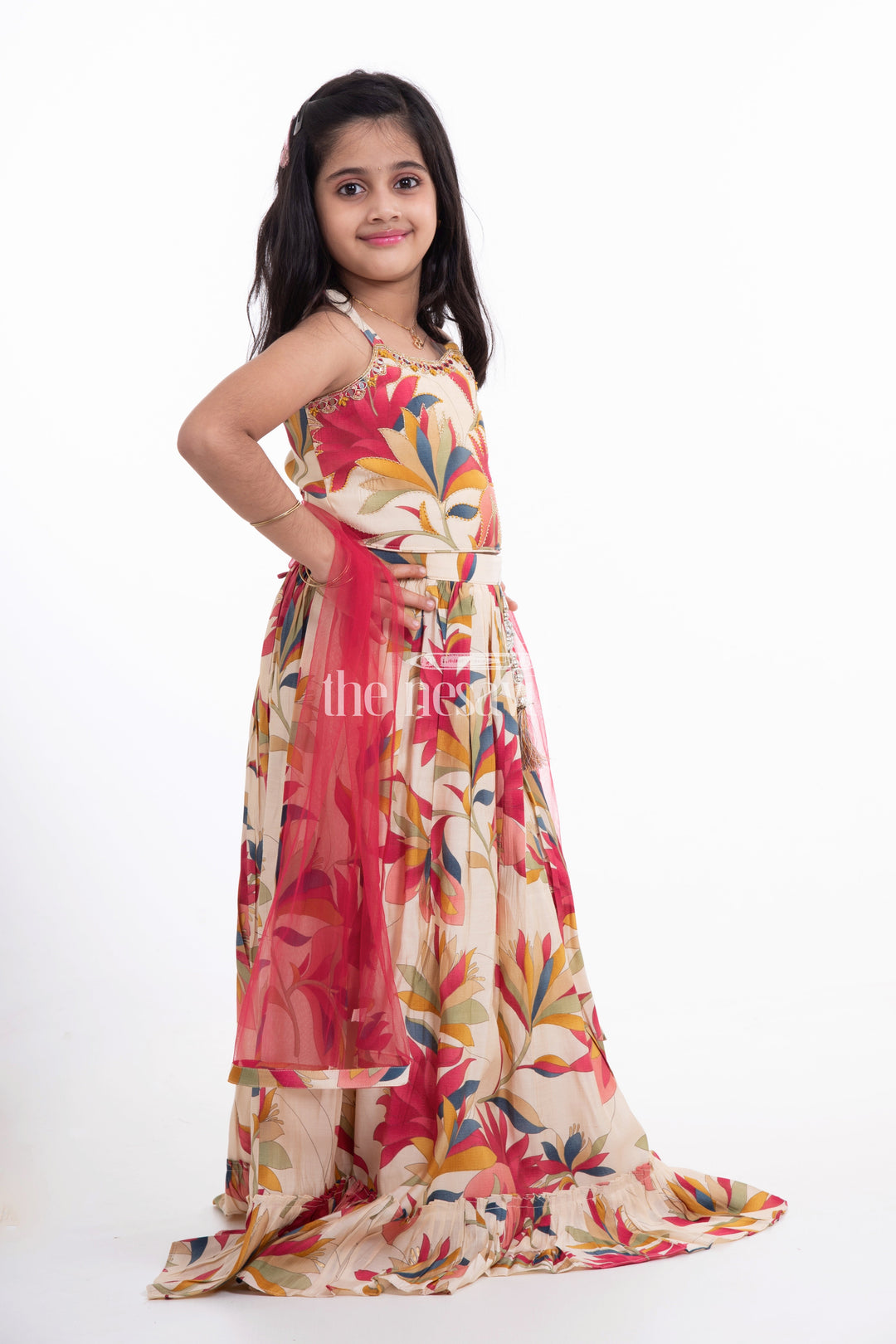 The Nesavu Girls Lehenga Choli Printed Modal Silk Casual Lehenga Choli for Girls Nesavu Printed Modal Silk Casual Lehenga Choli for Girls - Soft & Stylish | The Nesavu