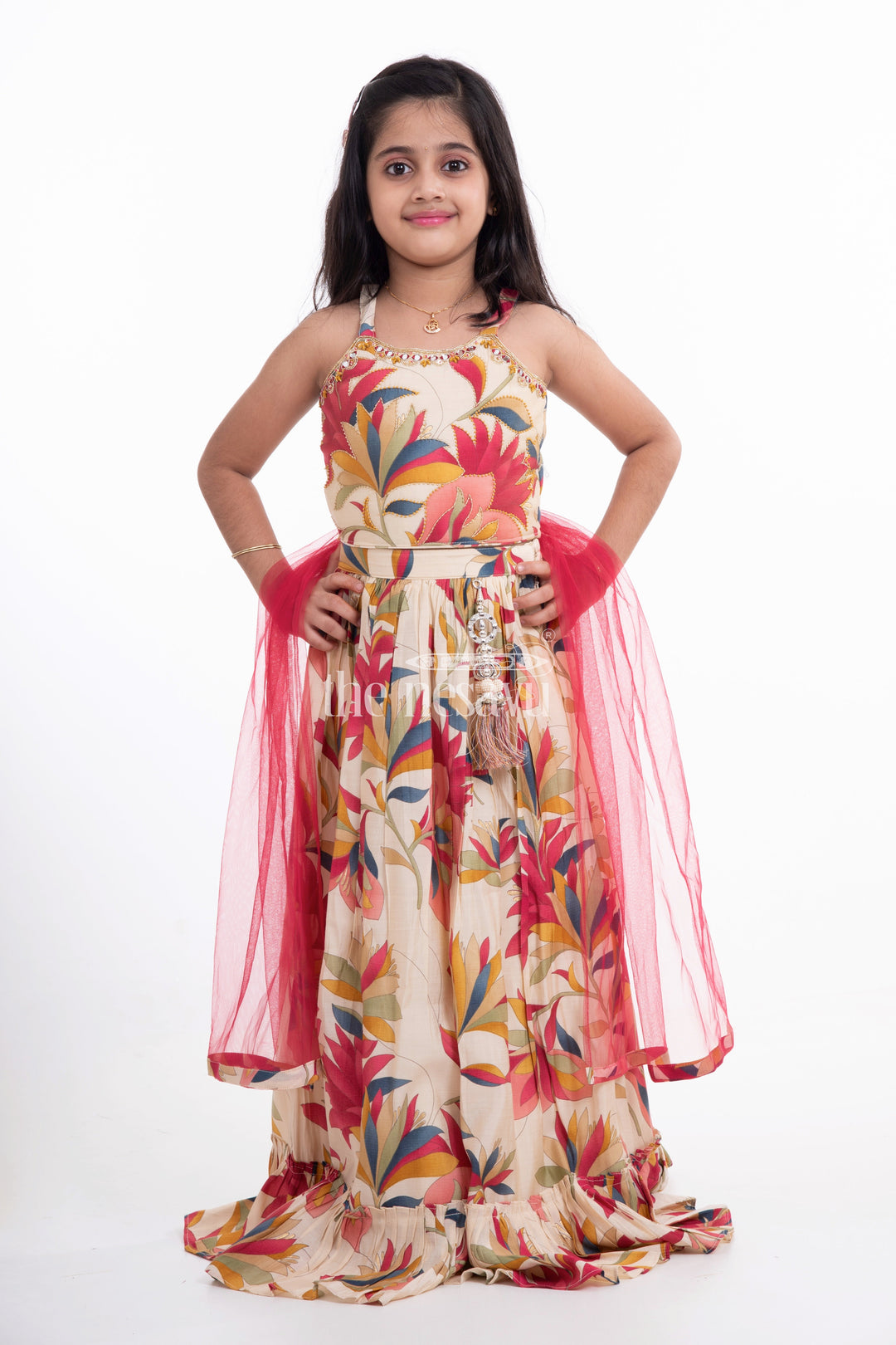 The Nesavu Girls Lehenga Choli Printed Modal Silk Casual Lehenga Choli for Girls Nesavu Printed Modal Silk Casual Lehenga Choli for Girls - Soft & Stylish | The Nesavu