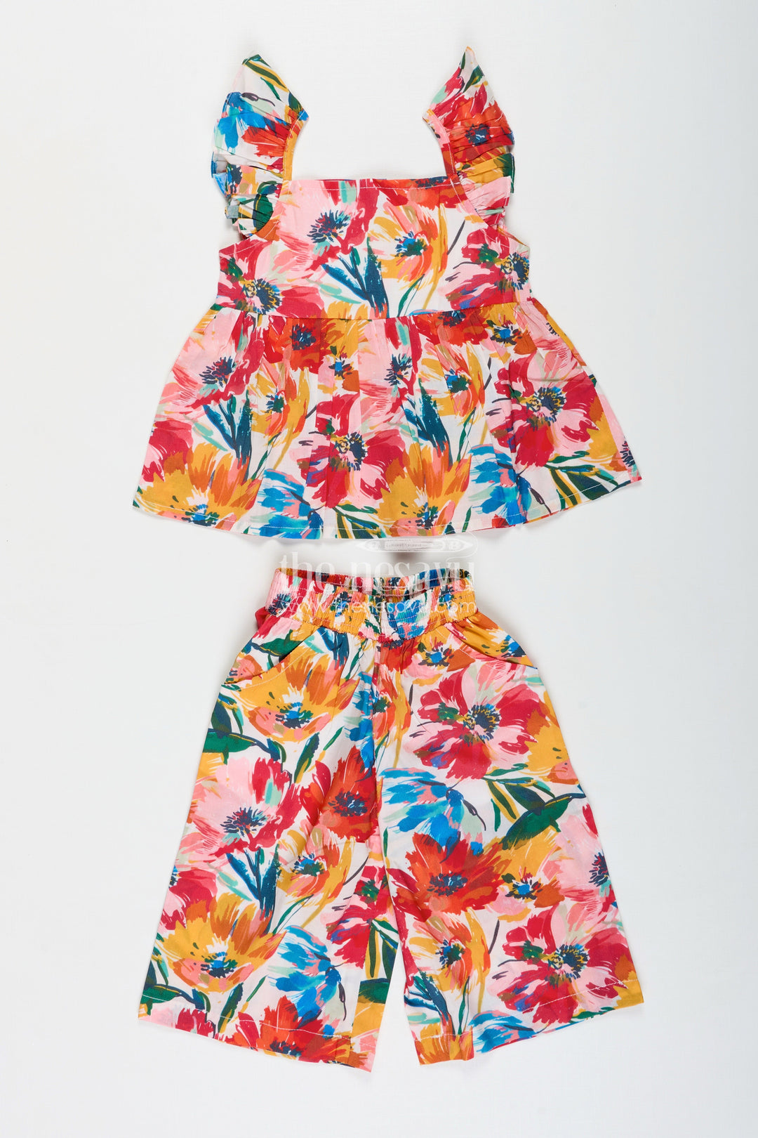 The Nesavu Girls Sharara / Plazo Set Printed Palazzo Set For Baby Girls Casual Occasions Nesavu 16 (1Y) / Red GPS709A-16 Nesavu Baby Girl Multicolor Printed Cotton Co-Ord Set Palazzo Sleeveless Top Summer Outings