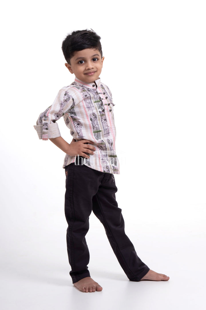 The Nesavu Baby Casual Sets Printed Shirts and Pants for Boys - Designer Full Kurtha Shirt with Cotton Pant and Belt Nesavu