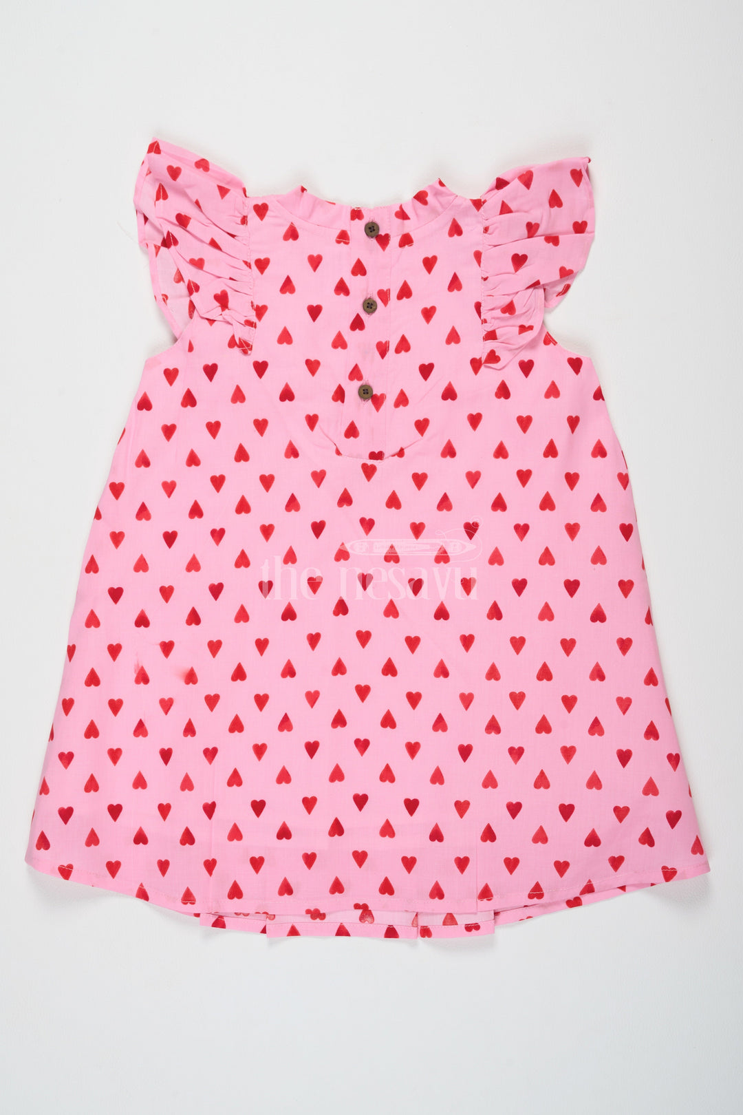 The Nesavu Baby Cotton Frocks Pure Cotton Baby Dresses Frocks for Girls in Pink with Flutter Sleeves and Heart Print Nesavu Nesavu Pure Cotton Baby Dresses Frocks Girls Pink Heart Print Flutter Sleeves