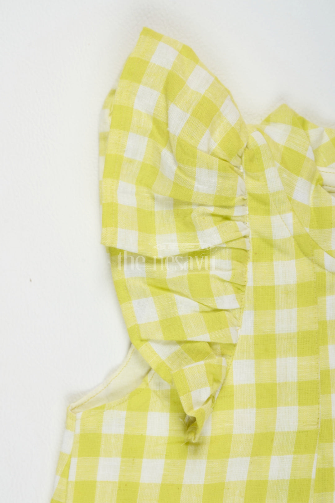 The Nesavu Baby Cotton Frocks Pure Cotton Casual Baby Frocks for Girls in Yellow with Gingham Checks and Flutter Sleeves Nesavu Nesavu Pure Cotton Casual Baby Frocks Girls Yellow Gingham Checks Flutter Sleeves