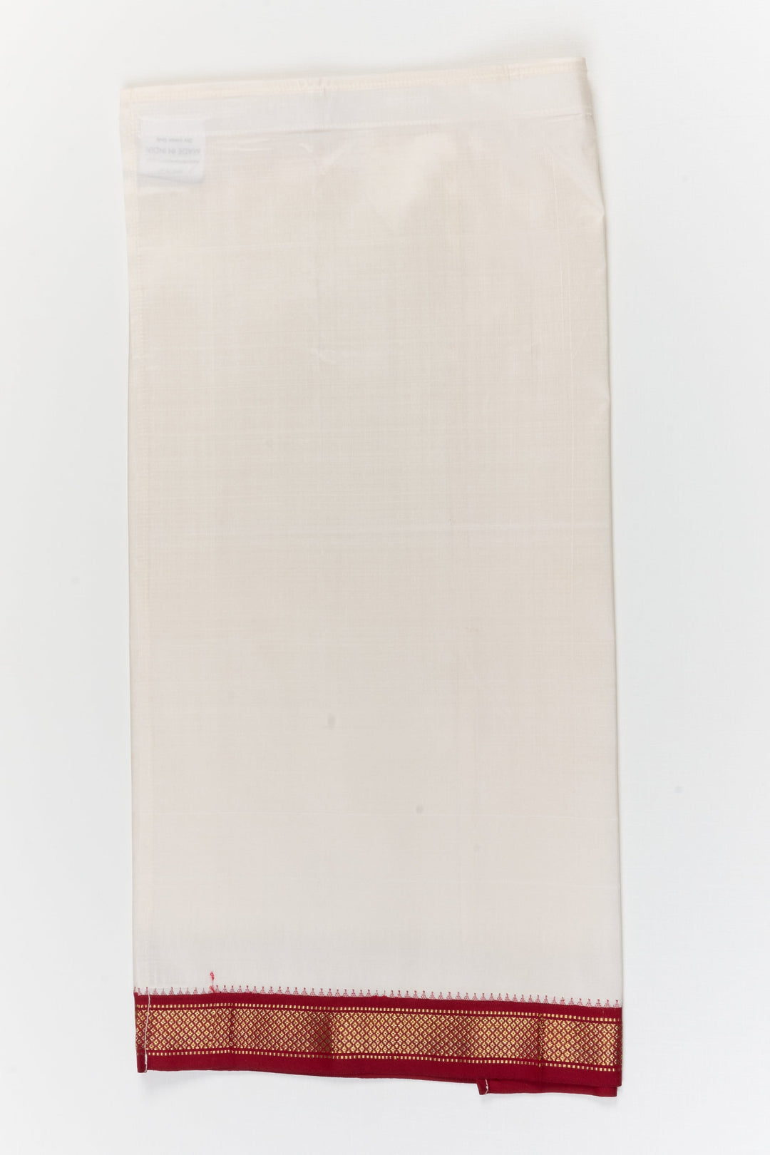 The Nesavu Pure Silk Vesti Pure Silk Vesti for Boys with Traditional Red Zari Detailing Nesavu 20 (3Y) / White / Pure Silk D068C-20 Nesavu boys pure silk vesti with red zari border for weddings and cultural events