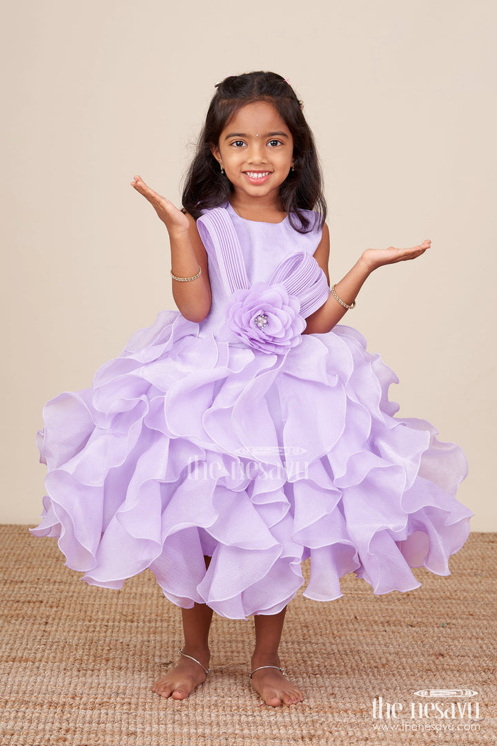 The Nesavu Girls Fancy Party Frock Purple Shimmer Georgette Layered Frock for Girls Birthday Parties Nesavu 16 (1Y) / Purple PF275A-16 Nesavu purple shimmer georgette party frock girls birthdays special occasions