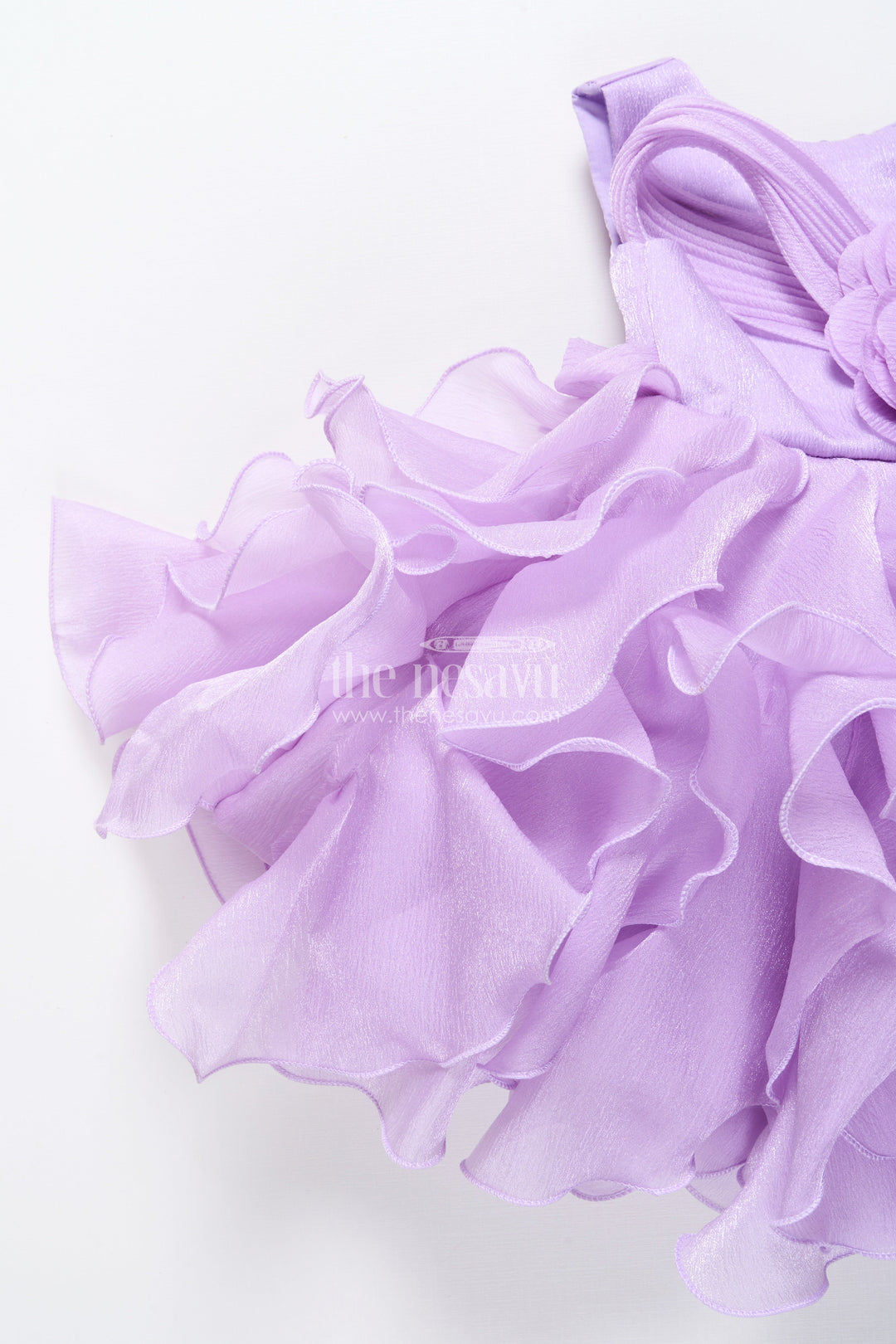 The Nesavu Girls Fancy Party Frock Purple Shimmer Georgette Layered Frock for Girls Birthday Parties Nesavu Nesavu purple shimmer georgette party frock girls birthdays special occasions