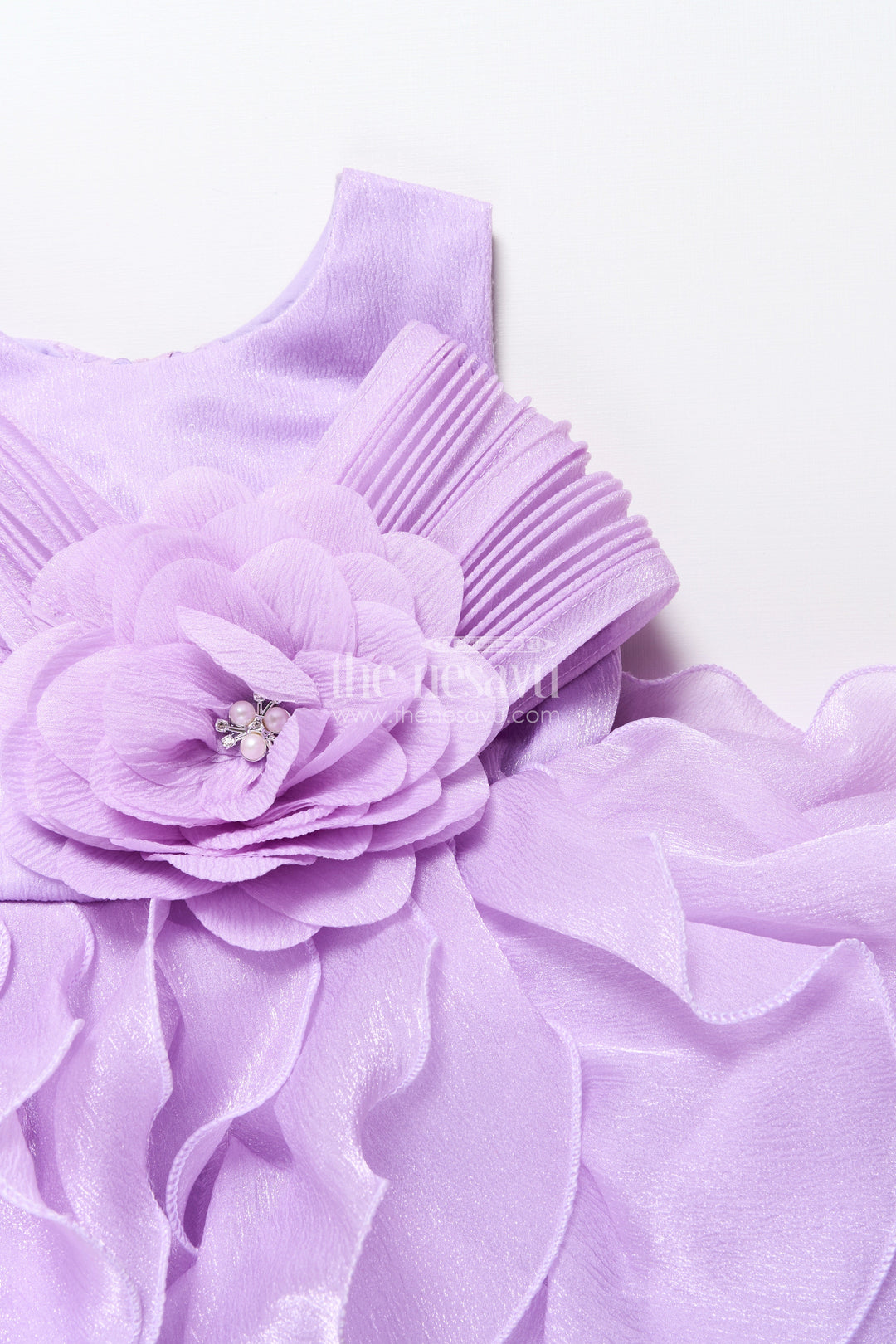 The Nesavu Girls Fancy Party Frock Purple Shimmer Georgette Layered Frock for Girls Birthday Parties Nesavu Nesavu purple shimmer georgette party frock girls birthdays special occasions