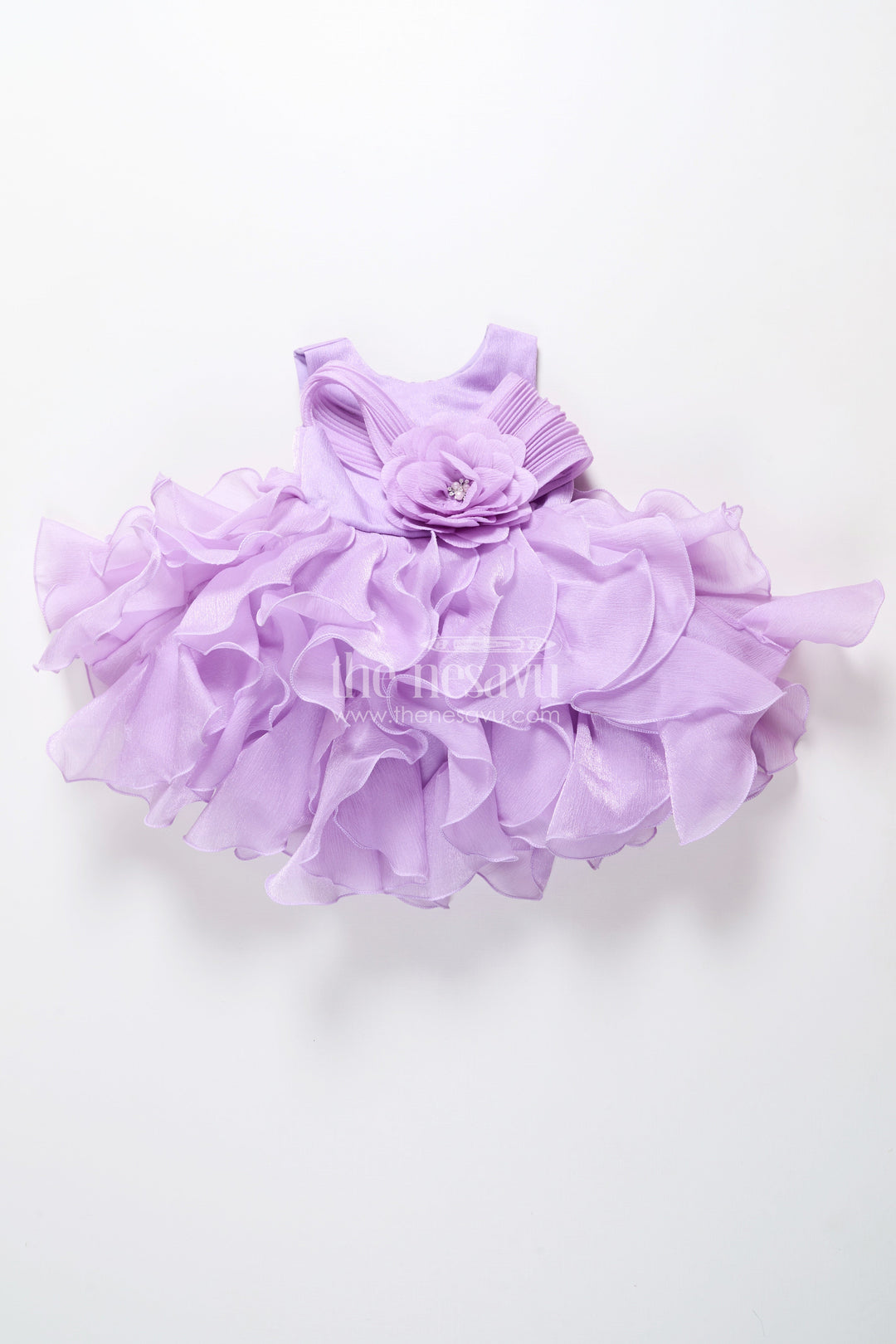 The Nesavu Girls Fancy Party Frock Purple Shimmer Georgette Layered Frock for Girls Birthday Parties Nesavu Nesavu purple shimmer georgette party frock girls birthdays special occasions