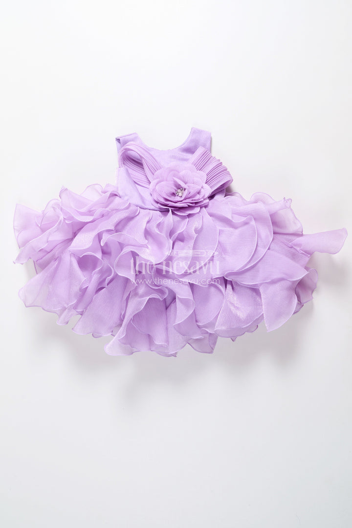The Nesavu Girls Fancy Party Frock Purple Shimmer Georgette Layered Frock for Girls Birthday Parties Nesavu Nesavu purple shimmer georgette party frock girls birthdays special occasions