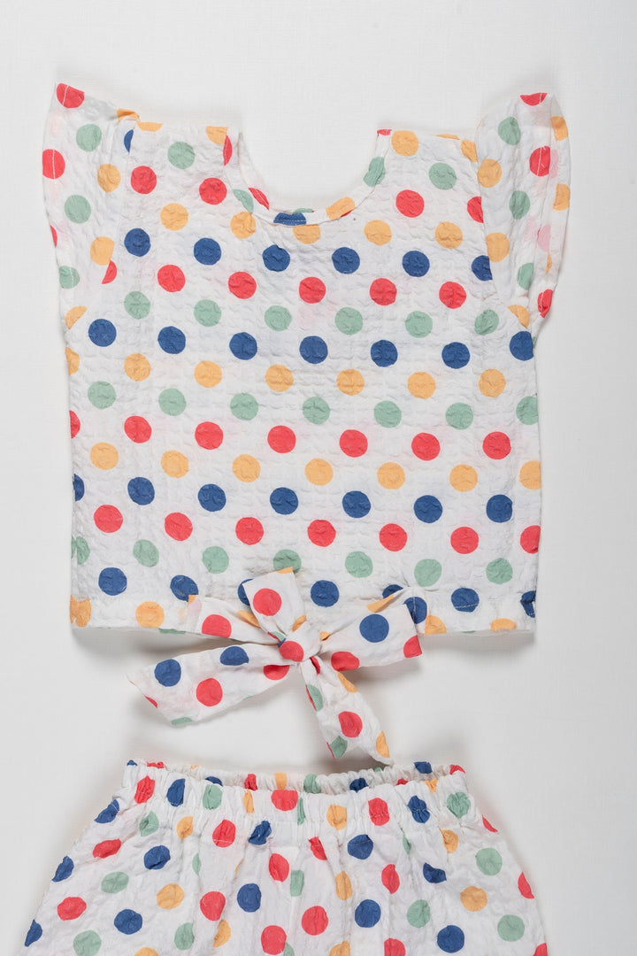 The Nesavu Baby Casual Sets Rainbow Polka Playset - Vibrant Cotton Top and Shorts Combo for Girls Nesavu Colorful Girls Polka Dot Cotton Outfit | Easy-Breezy Summer Active Wear Set | The Nesavu