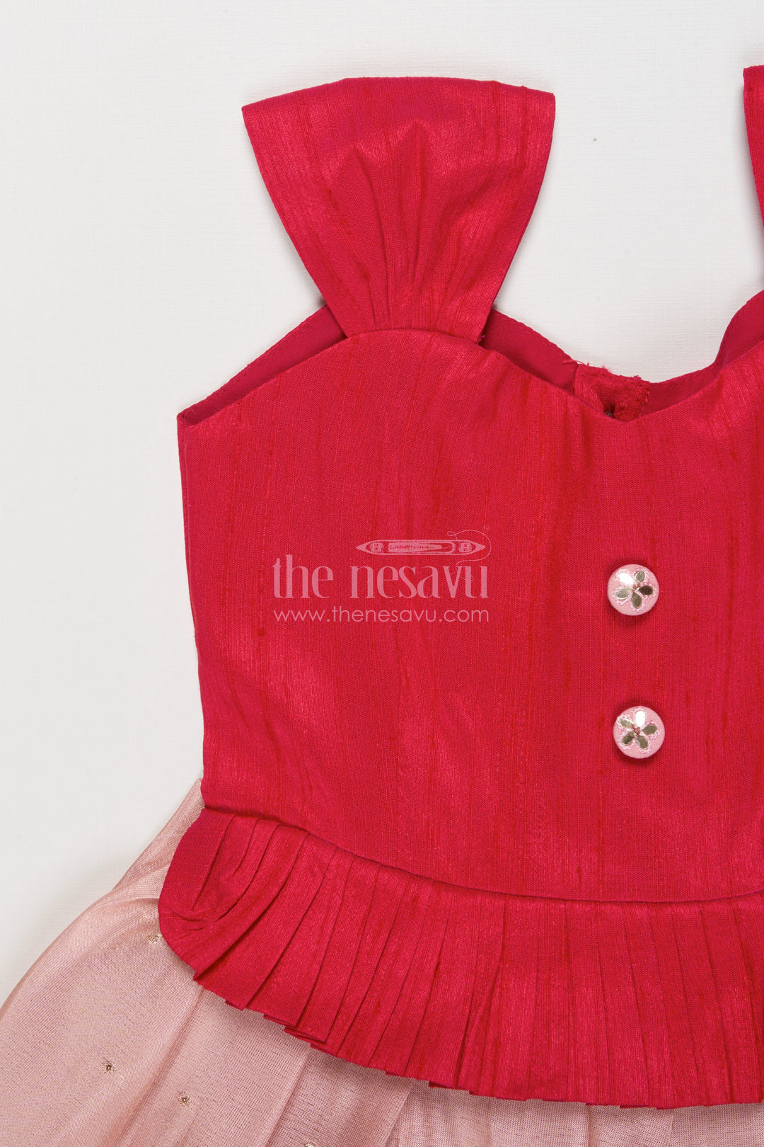 The Nesavu Silk Frock Raw Silk Yoke Frock for Baby Girls for Weddings and Milestone Events Nesavu Nesavu baby girl raw silk yoke frock with semi banaras skirt for weddings and family celebrations