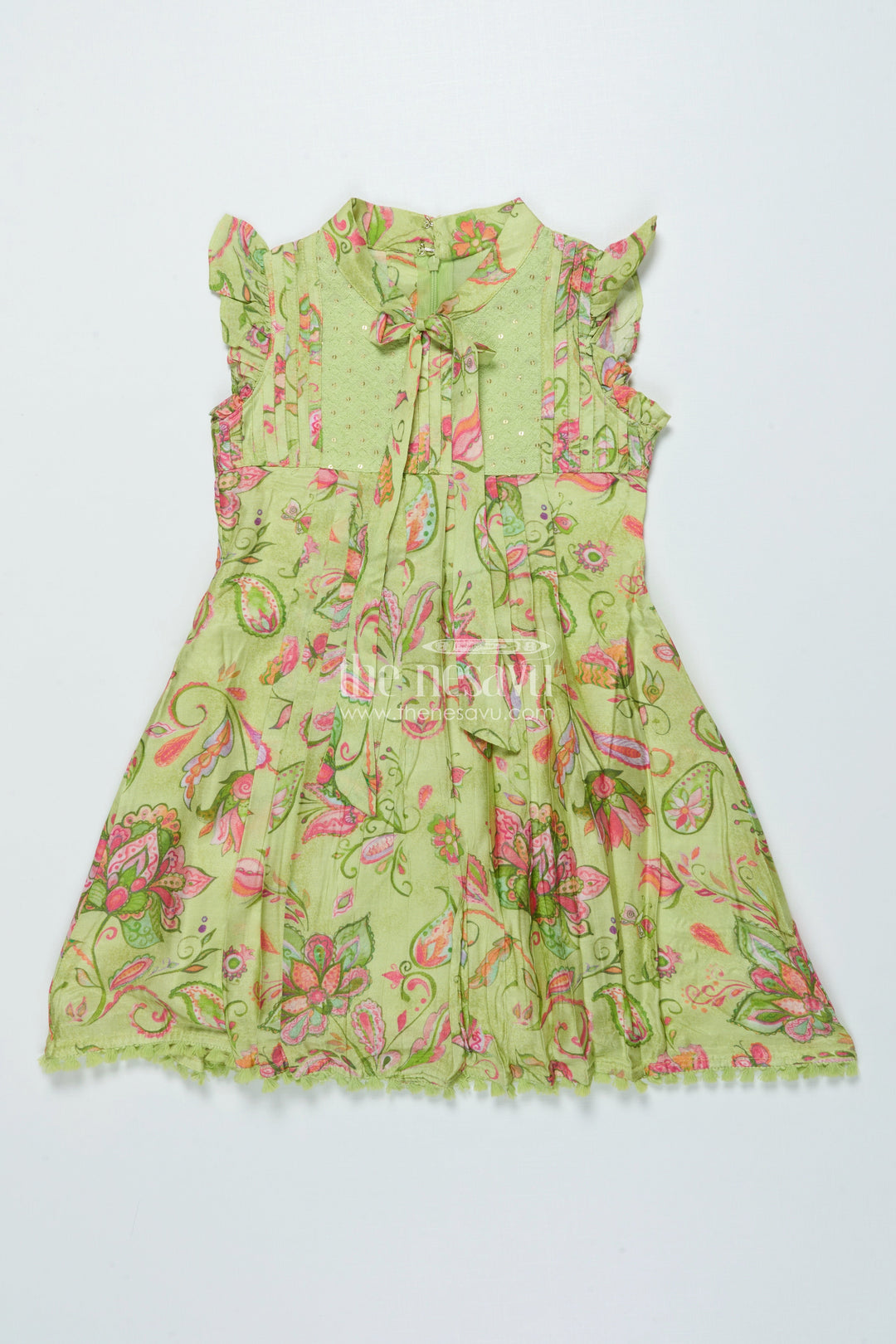 The Nesavu Girls Cotton Frock Rayon Frock for Toddler Girls for Playdates and Casual Occasions Nesavu 22 (4Y) / Green GFC1819A-22 Nesavu rayon frock toddler girls digital print casual outings playdays
