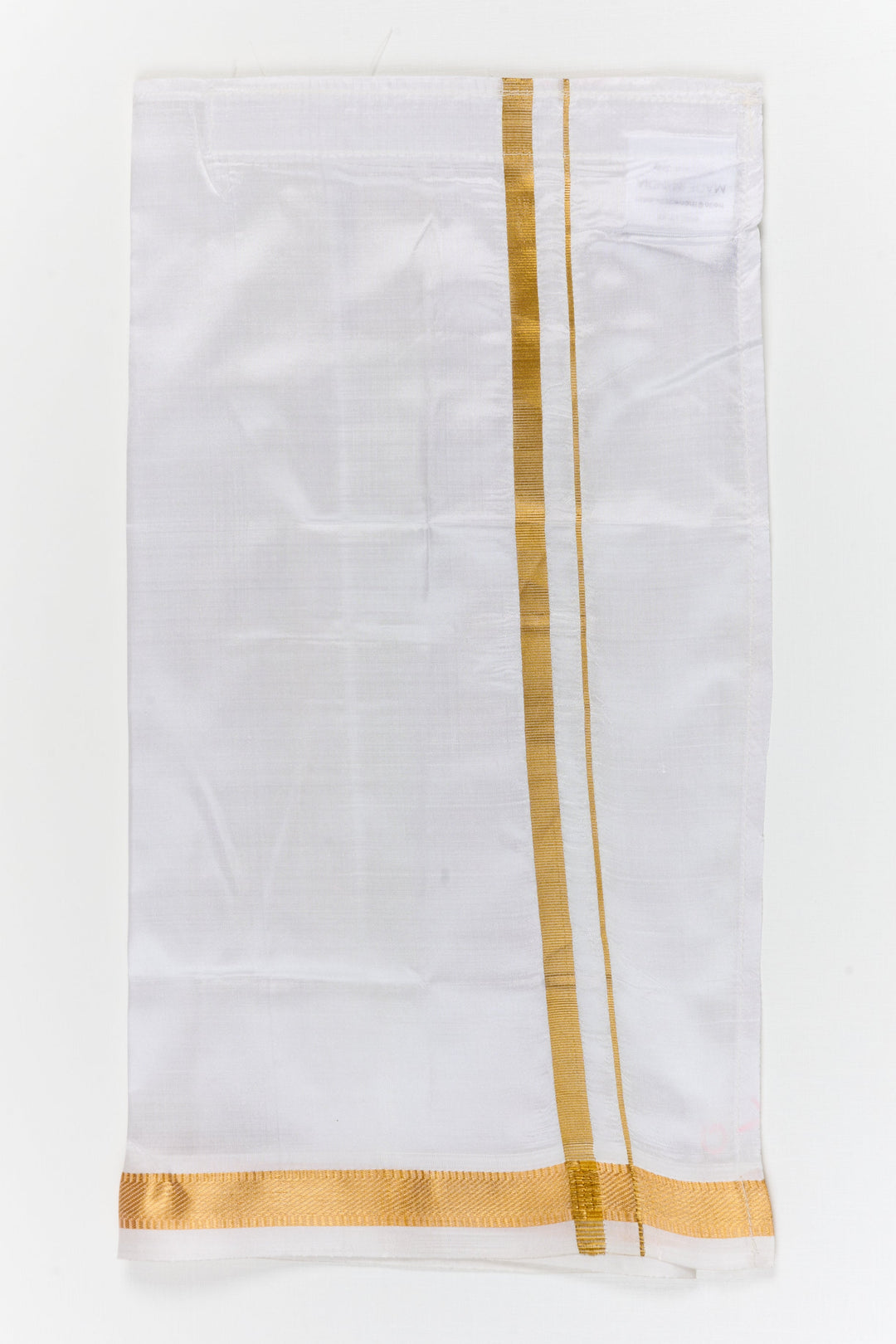 The Nesavu Pure Silk Vesti Ready to Wear Silk Dhoti for Kids for Festivals and Temple Visits Nesavu 14 (6M) / White / Pure Silk D077A-14 Nesavu ready to wear silk dhoti for kids – easy traditional outfit for poojas, school events, and festive wear