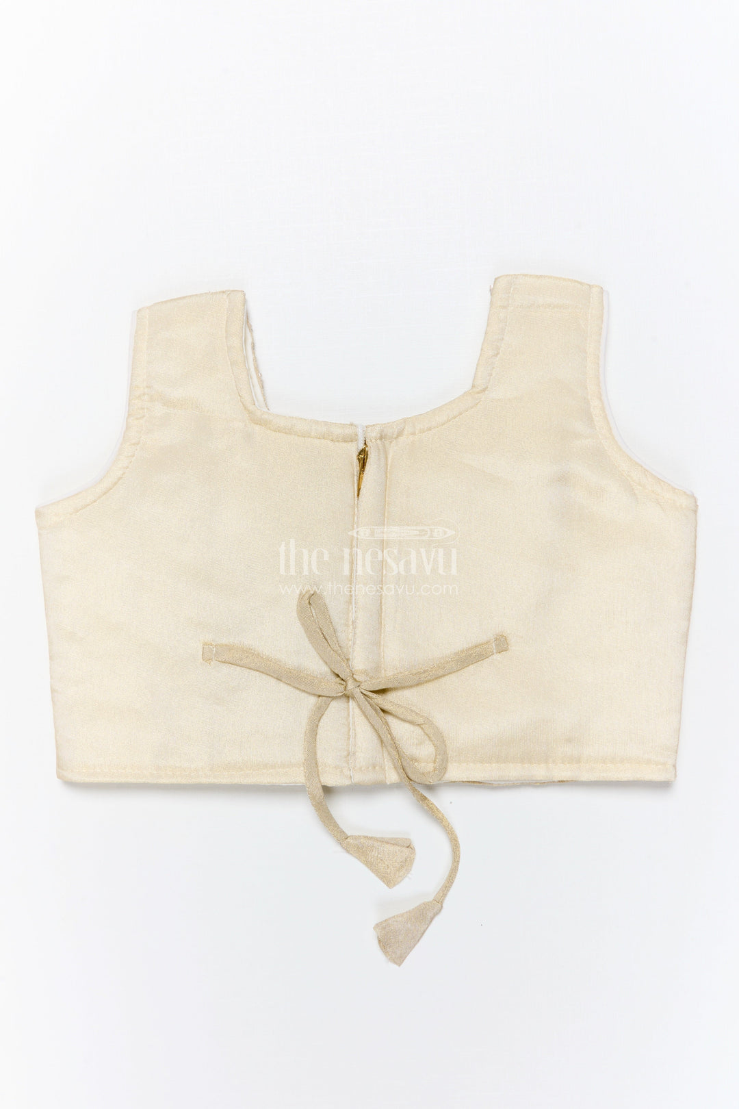 The Nesavu Girls Lehenga Choli Reception Lehenga for Girls Sequinned Party Look Nesavu Nesavu Girls Cream Pink Reception Lehenga Choli Sequin Embellishments Gold Embroidery