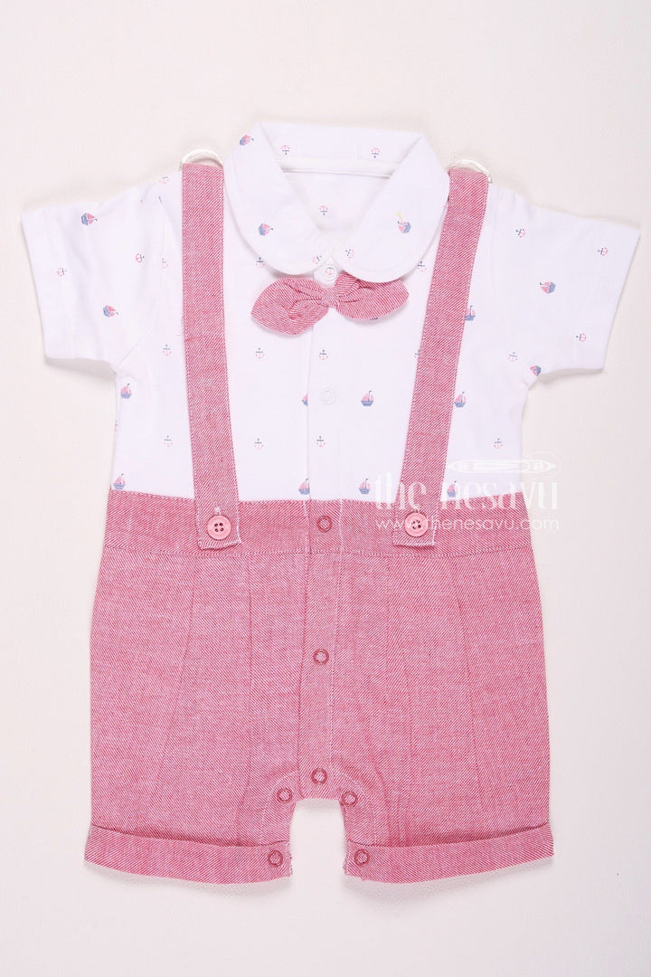 The Nesavu Baby Rompers/Onesies Red Bow Tie Suspender Baby Boy Romper Nesavu 10 (NB) / Purple BCS056A-10 Red Bow Tie Suspender Baby Boy Romper - Cute & Charming