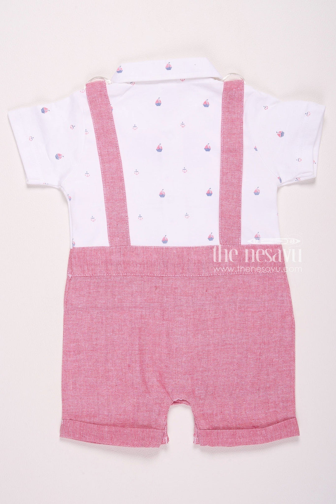 The Nesavu Baby Rompers/Onesies Red Bow Tie Suspender Baby Boy Romper Nesavu Red Bow Tie Suspender Baby Boy Romper - Cute & Charming