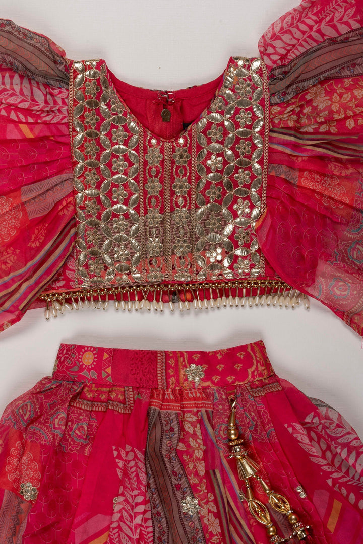 The Nesavu Girls Lehenga Choli Regal Pink Lehenga Choli with Embellished Accents - A Festive Staple for Young Girls Nesavu Girls Pink Embellished Lehenga Choli Set | Festive Traditional Wear | The Nesavu