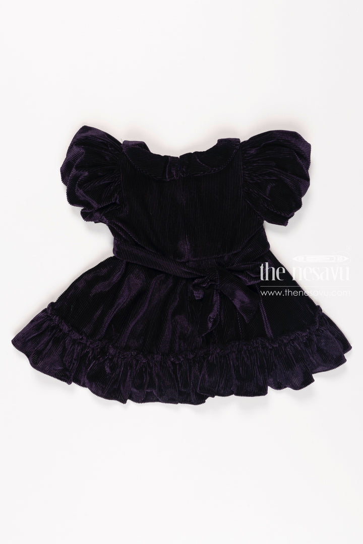 The Nesavu Girls Fancy Frock Regal Purple Velvet Party Frock for Girls Luxurious Casual Wear Nesavu Girls Velvet Frock | Purple Party Wear Dress | Luxe Baby Frock Online | The Nesavu