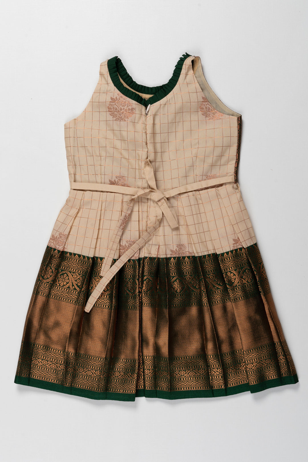 The Nesavu Girls Kanchi Silk Frock Reshma Kanchivaram Silk Frock for Kids - Suitable for Annaprasanam Nesavu Reshma Kanchivaram Silk Frock for Kids - Ideal for Annaprasanam