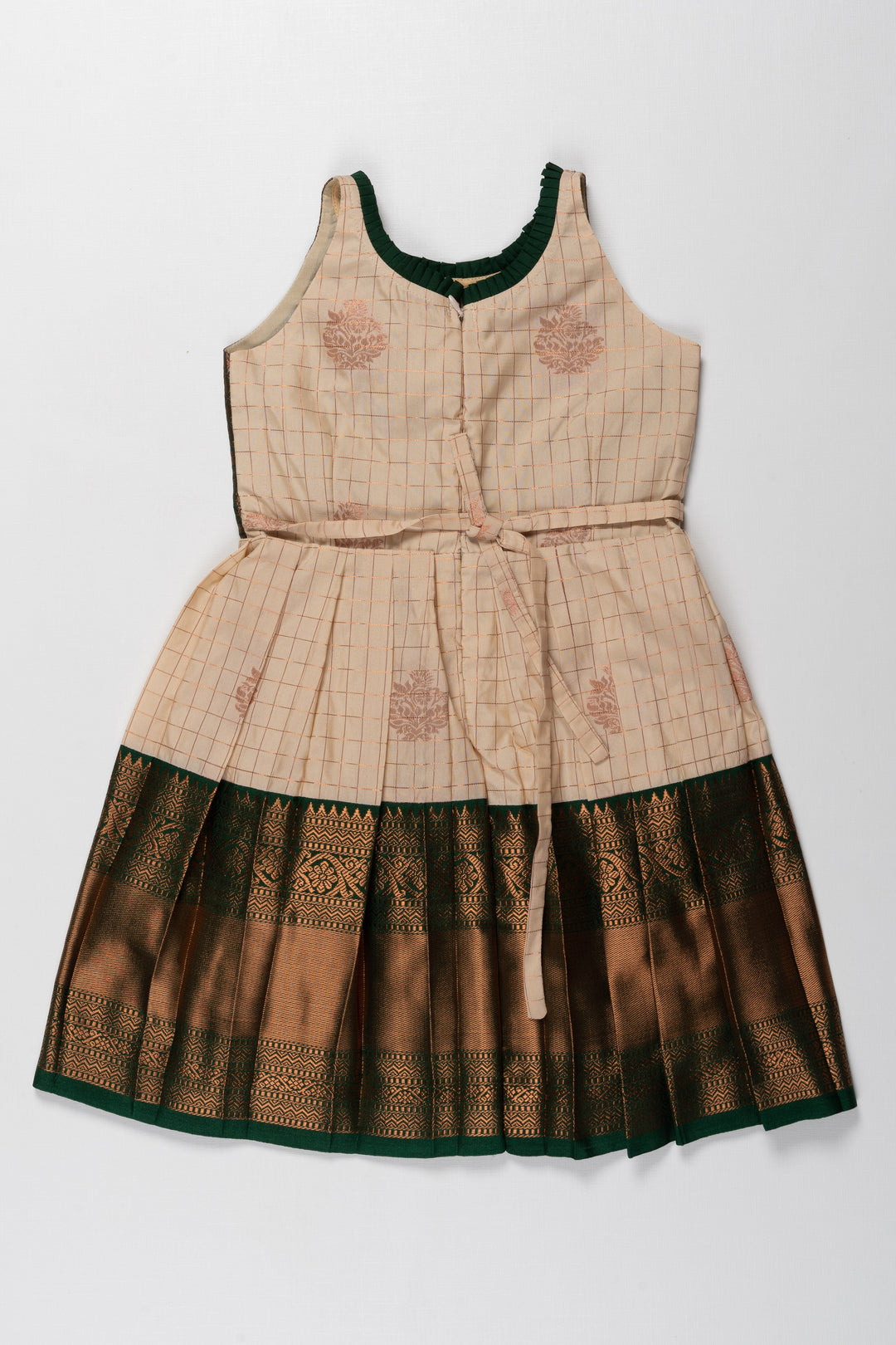 The Nesavu Girls Kanchi Silk Frock Reshma Kanchivaram Silk Frock for Kids - Suitable for Annaprasanam Nesavu Reshma Kanchivaram Silk Frock for Kids - Ideal for Annaprasanam