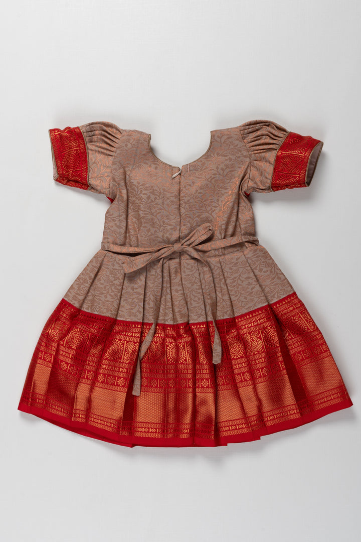 The Nesavu Girls Kanchi Silk Frock Reshme Kanchivaram Silk Frock for Kids - Suitable for Ganeshotsav Nesavu Reshme Kanchivaram Silk Frock for Kids - Ideal for Ganeshotsav