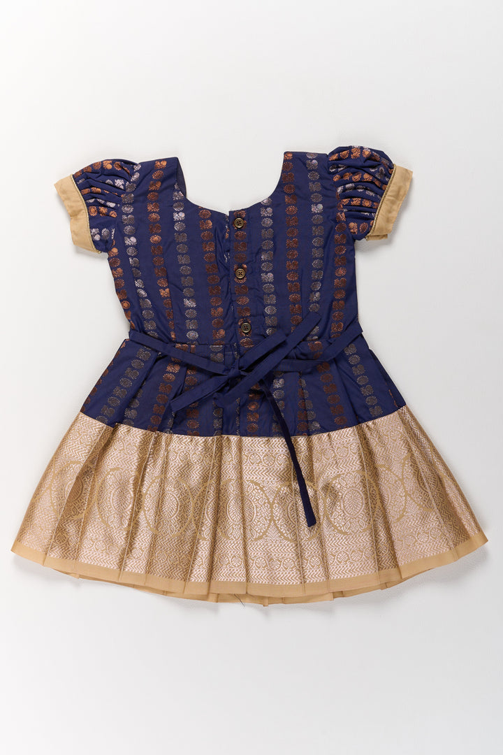 The Nesavu Girls Kanchi Silk Frock Royal Purple and Gold Pattu Pavadai Sattai for Girls with Zari Embellishments Nesavu Royal Purple Gold Pattu Pavadai Sattai Girls Zari Embellishments | The Nesavu