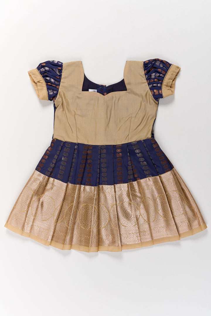 The Nesavu Girls Kanchi Silk Frock Royal Purple and Gold Pattu Pavadai Sattai for Girls with Zari Embellishments Nesavu Royal Purple Gold Pattu Pavadai Sattai Girls Zari Embellishments | The Nesavu