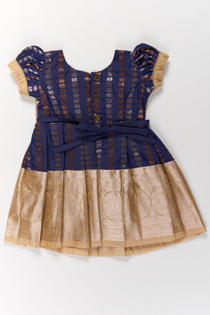 The Nesavu Girls Kanchi Silk Frock Royal Purple and Gold Pattu Pavadai Sattai for Girls with Zari Embellishments Nesavu Royal Purple Gold Pattu Pavadai Sattai Girls Zari Embellishments | The Nesavu