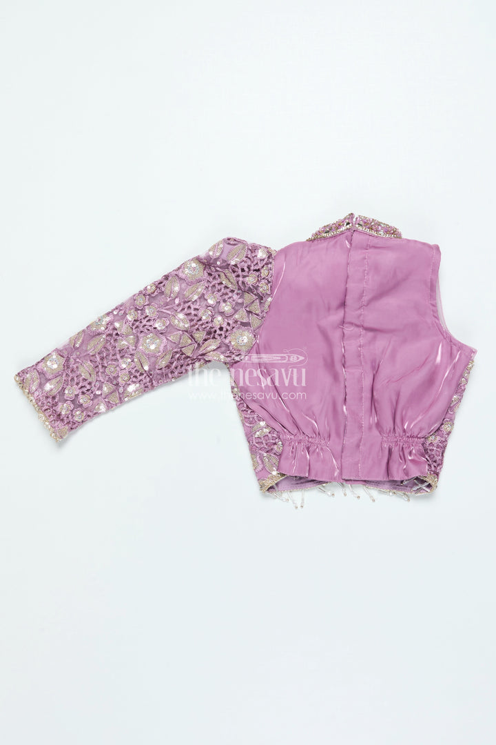 The Nesavu Girls Lehenga Choli Ruffled Organza Lehenga Choli for Girls with Designer Yoke for Birthday Parties and Sangeet Nesavu Nesavu ruffled organza lehenga choli girls designer yoke ideal birthdays sangeet events