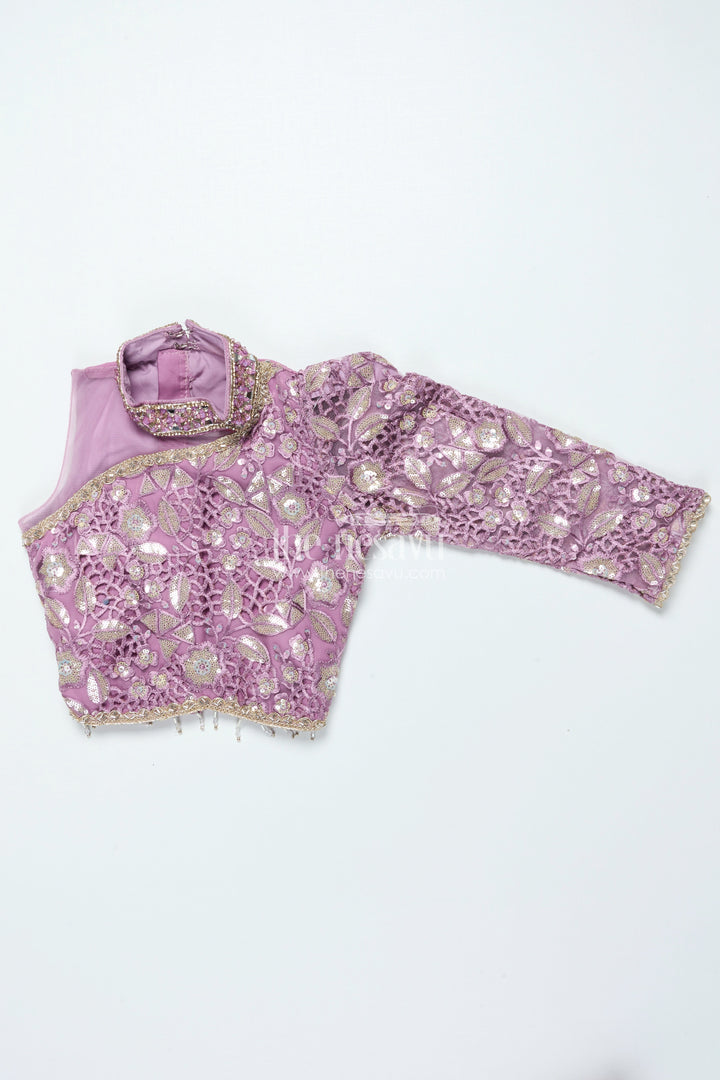 The Nesavu Girls Lehenga Choli Ruffled Organza Lehenga Choli for Girls with Designer Yoke for Birthday Parties and Sangeet Nesavu Nesavu ruffled organza lehenga choli girls designer yoke ideal birthdays sangeet events