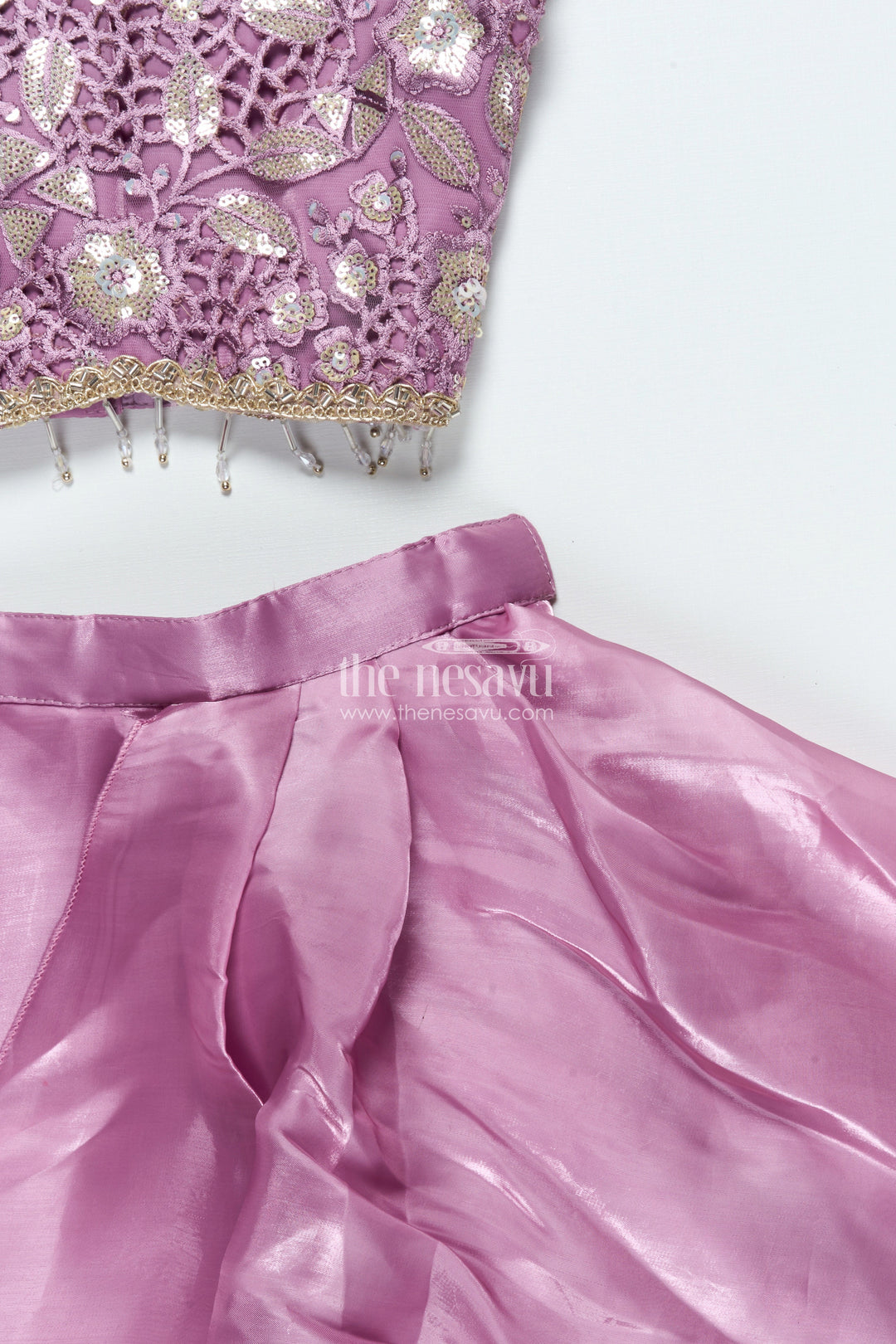 The Nesavu Girls Lehenga Choli Ruffled Organza Lehenga Choli for Girls with Designer Yoke for Birthday Parties and Sangeet Nesavu Nesavu ruffled organza lehenga choli girls designer yoke ideal birthdays sangeet events