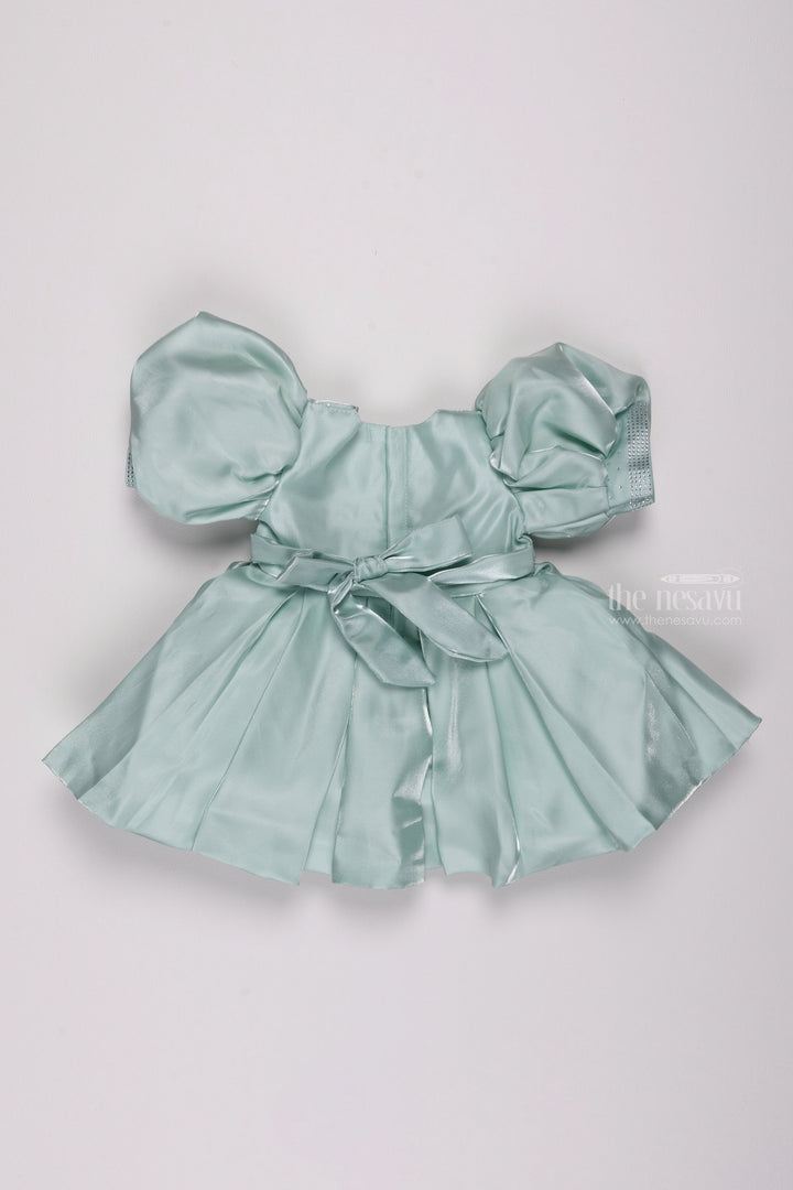 The Nesavu Girls Fancy Party Frock Sapphire Elegance: Sparkling Stone-Worked Box Pleated Organza Party Frock Nesavu Beautiful Baby Girl Party Frock | Exclusive Dresses for Young Girls | The Nesavu