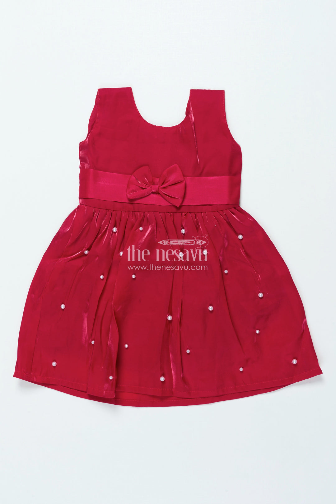 The Nesavu Girls Fancy Frock Satin Fancy Frock for Girls for Birthdays and Festive Evening Parties Nesavu Nesavu satin party frock girls bow detail birthdays celebrations evening wear