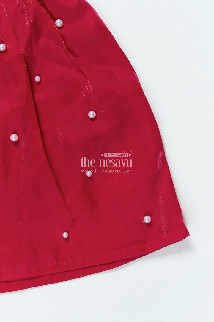 The Nesavu Girls Fancy Frock Satin Fancy Frock for Girls for Birthdays and Festive Evening Parties Nesavu Nesavu satin party frock girls bow detail birthdays celebrations evening wear