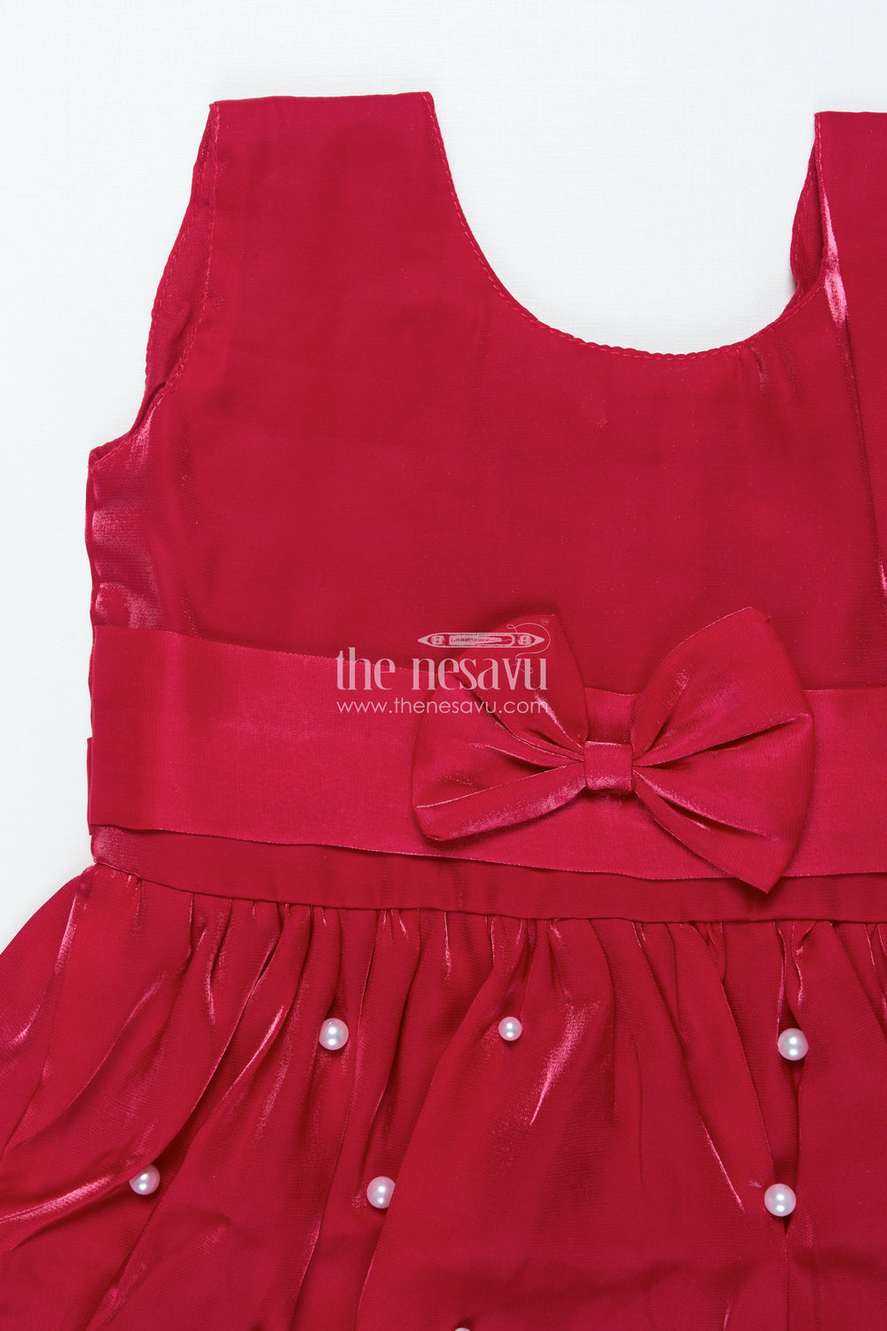 The Nesavu Girls Fancy Frock Satin Fancy Frock for Girls for Birthdays and Festive Evening Parties Nesavu Nesavu satin party frock girls bow detail birthdays celebrations evening wear
